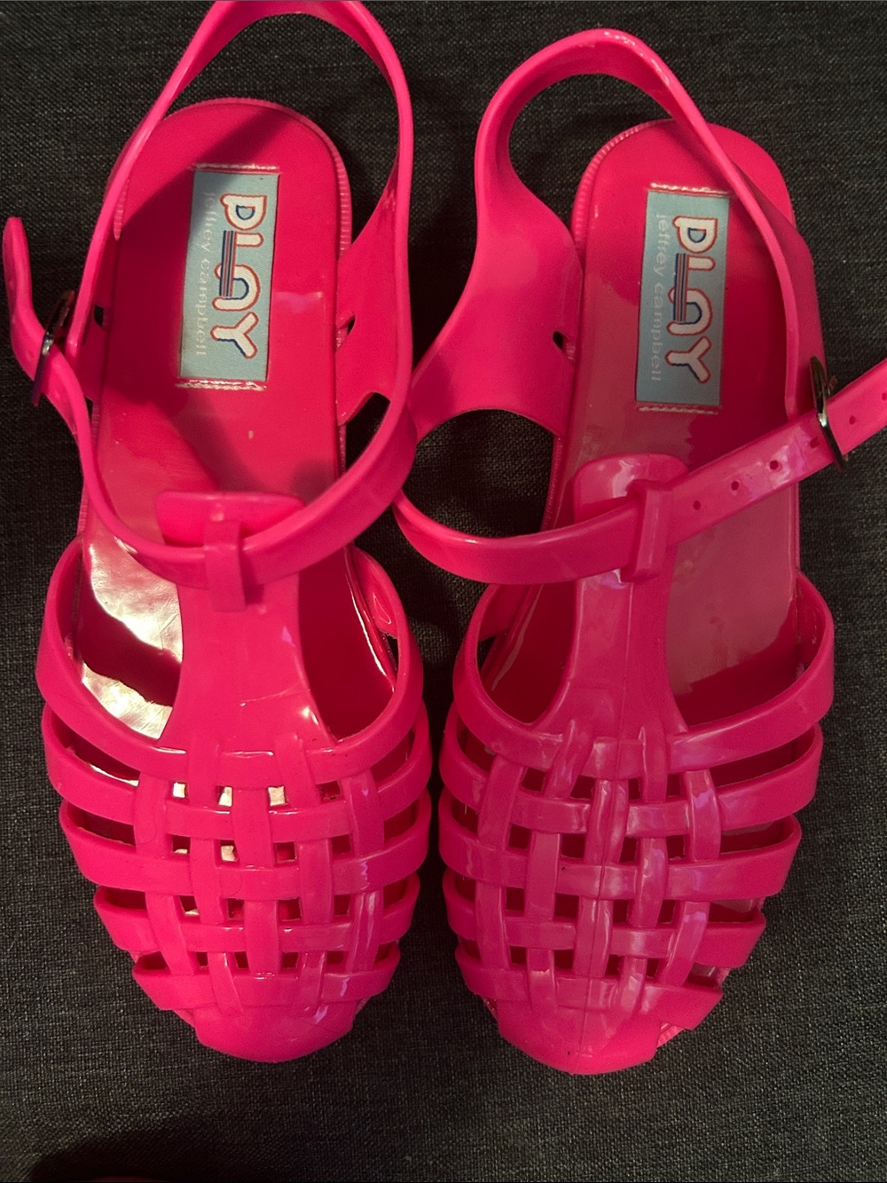 Jeffrey Campbell Hot Pink Jelly Woven Slingback Sandals